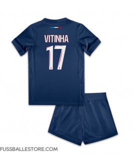 Günstige Paris Saint-Germain Vitinha #17 Heimtrikotsatz Kinder 2024-25 Kurzarm (+ Kurze Hosen)